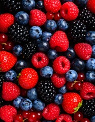 Close-up shot of assorted fresh berries