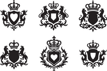 "Royal Crest Vector Emblem Set"

"Crown and Shield Heraldic Logo Collection"

"Noble Coat of Arms Silhouette Bundle"