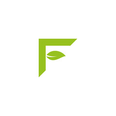 abstract logo style combination letter F and leaf