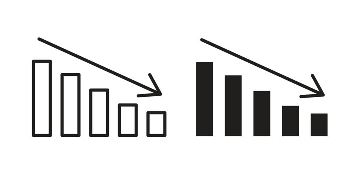 Decrease icon set, line and black glyph style for food app website.