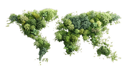 Obraz premium World map formed by lush green foliage