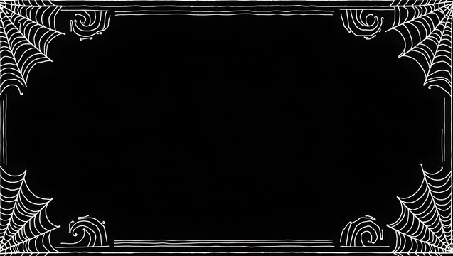 Halloween Classic Halloween frame with thick black border and intricate white spiderweb overlays, perfect for dramatic party invitations (4)