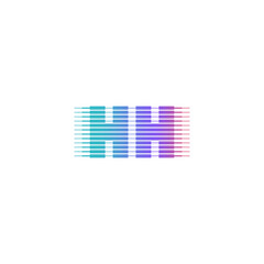 HH music logo design vector letter H + audiowave