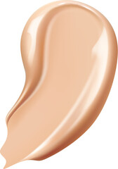 Realistic foundation cream and cosmetic swatch of makeup concealer, vector liquid texture. Beige foundation cream swatch smear of cosmetic make up smudge of face powder cream stroke with glossy fluid