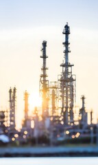 Obraz premium Industrial refinery plant at dusk or dawn