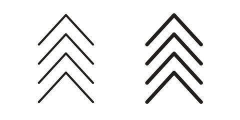 Chevrons icon set, line and black glyph style for food app website.