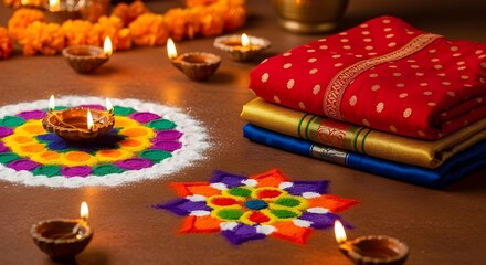 Diwali celebrations with various accessories