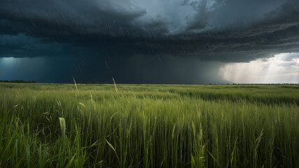 Dramatic Storm Over a Wheat Field in Summer