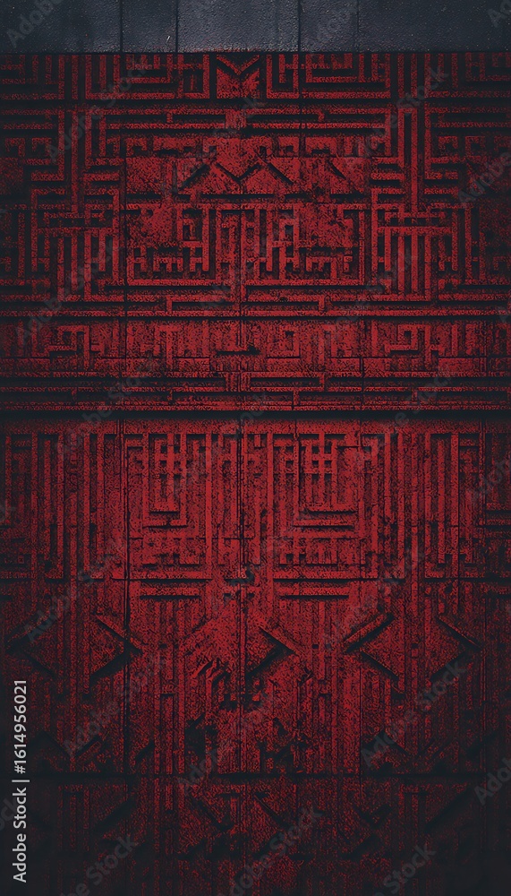 Aufkleber red abstract geometric pattern on textured surface