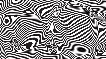 Abstract Zebra Stripe Pattern with Warped Lines Design Illusion.