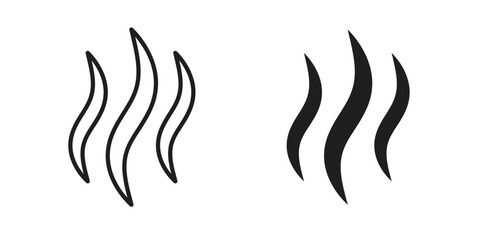 Aroma icon set, line and black glyph style for food app website.