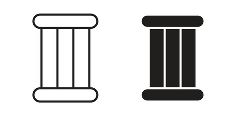 Antique Column icon set, line and black glyph style for food app website.