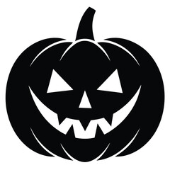 Vector art of a black halloween pumpkin with a scary face isolated on white background for a spooky design
