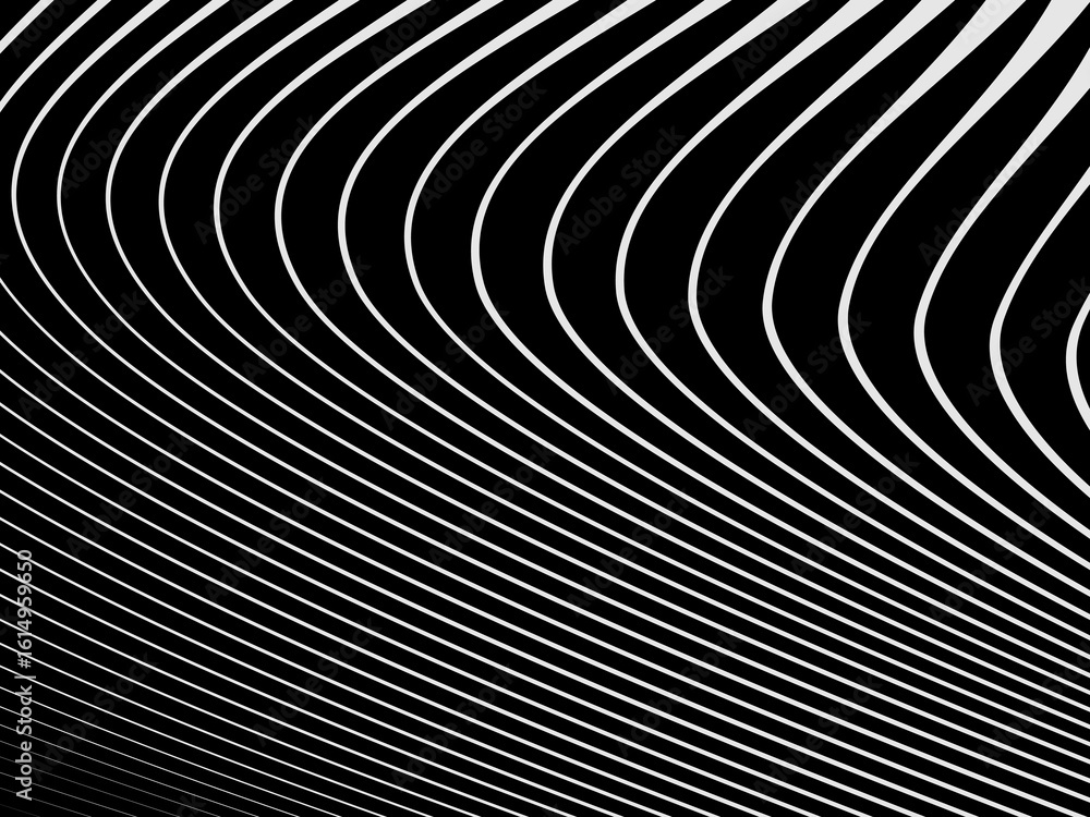 Poster abstract art geometric white background with abstract 3d black lines. black and white optical illusi