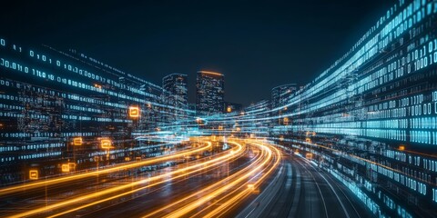 Digital Highway Connecting an Urban Future, Technology Driven City with High Speed Data Stream Ahead