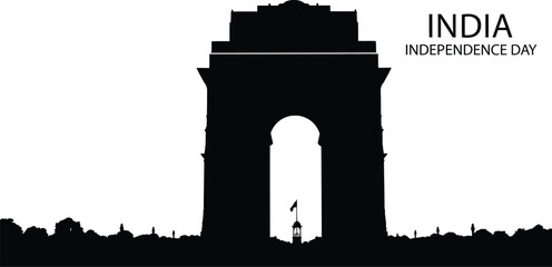 India gate silhouette for independence day