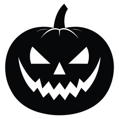 Vector art of a black halloween pumpkin with a scary face isolated on white background for a spooky theme