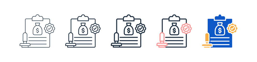 Loan Approval different style icons set vector illustration. 