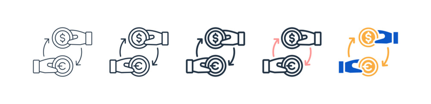 Money Exchange different style icons set vector illustration. 