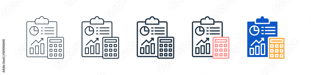 Aufkleber calculation different style icons set vector illustration.