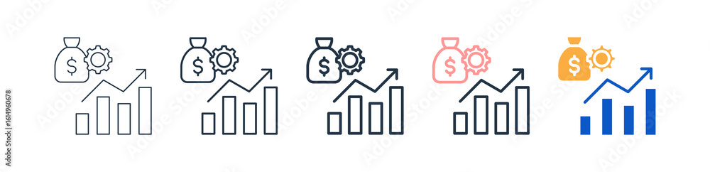 Poster wealth management different style icons set vector illustration.