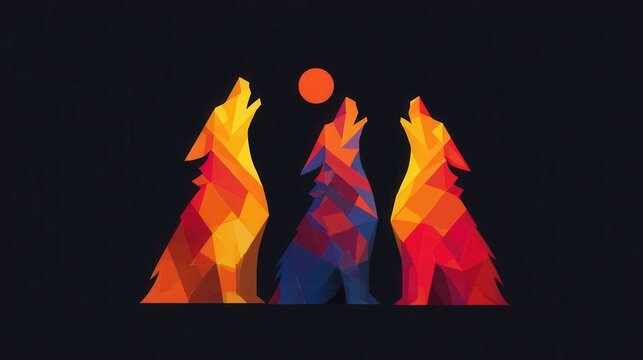 Geometric wolves howling at the moon.