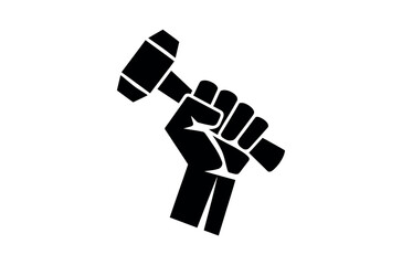 Powerful Hand Holding a Hammer, Ready to Work