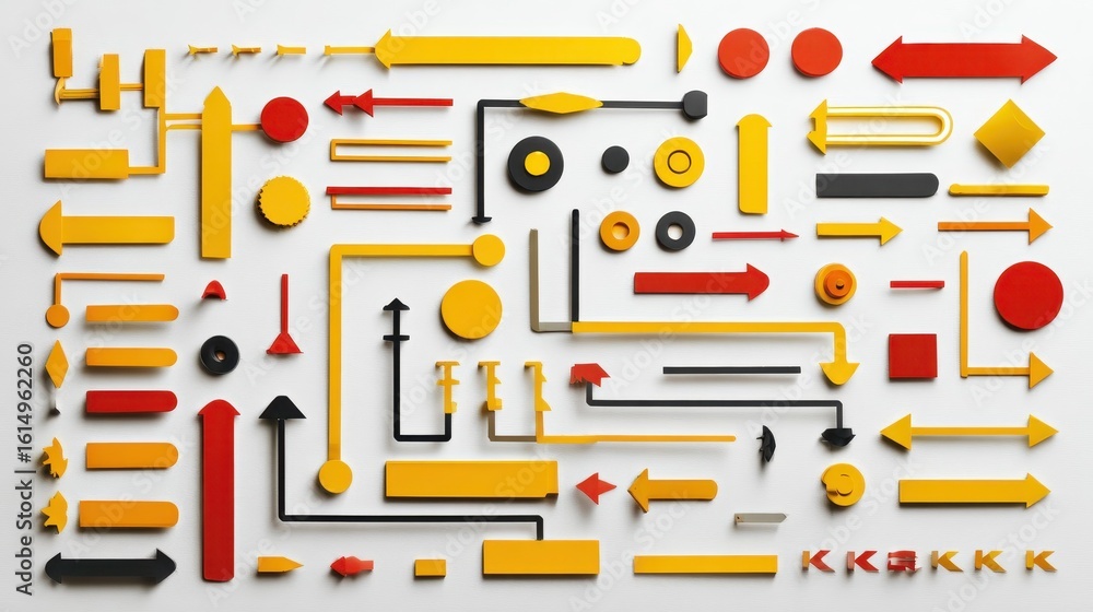 Aufkleber colorful geometric shapes arranged in a complex network pattern.