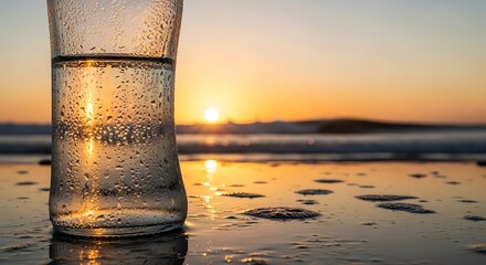 Glass water beach sunset coastal scene
