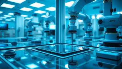 Robotic Arm Operating in Wafer Testing Cleanroom