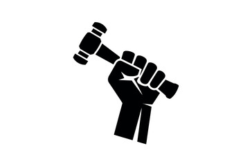 Powerful Hand Holding a Hammer, Ready to Work