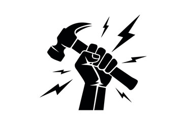 Powerful Hand Holding a Hammer, Ready to Work