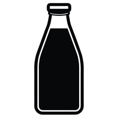Vector art of a simple silhouette of a milk bottle isolated on white background, ideal for minimalist designs