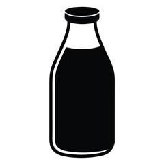 Vector art of a classic milk bottle silhouette isolated on white background, perfect for a farm fresh design