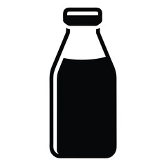 Vector art of a sleek milk bottle silhouette isolated on white background, ideal for modern designs