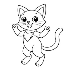Happy Kitten Dancing in Snow Coloring Page