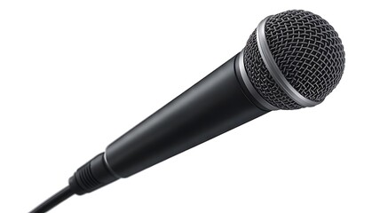 A professional microphone isolated on white background stands ready to capture crystal clear audio for any recording session
