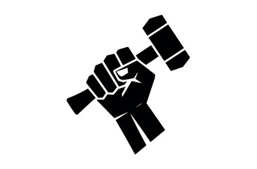 Powerful Hand Holding a Hammer, Ready to Work