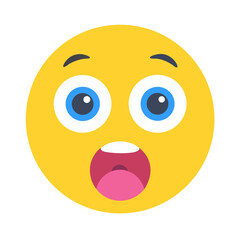 Astonished Face Emoji Icon with Wide Open Mouth and Eyes Vector Illustration