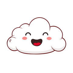 Happy Cute Cloud Character Smiling Wide with Pink Cheeks Kawaii Weather Vector Illustration