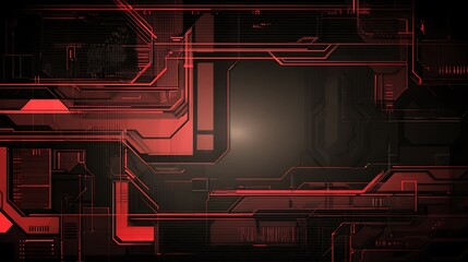 Red on black futuristic circuit design