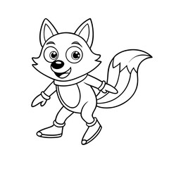 Obraz premium Cheerful Fox Ice Skating Printable Page