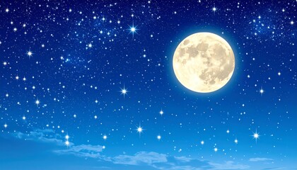 Fototapeta premium Mesmerizing full moon illuminating the dark night sky, a breathtaking celestial display.