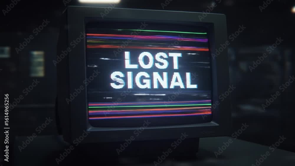 Aufkleber retro computer screen displaying lost signal and glitching visual effects