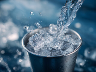 Filling clean drinking water to the glass.
