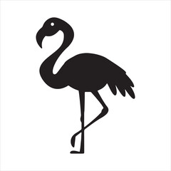 Obraz premium Silhouette of a graceful crane standing on one leg against a white background
