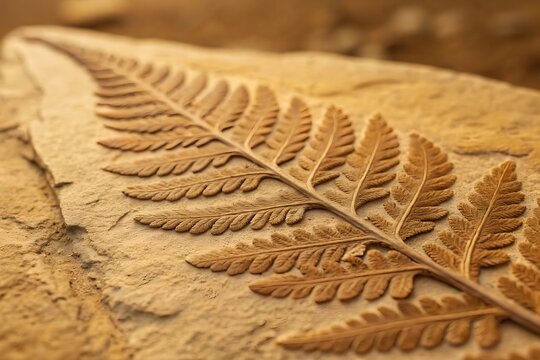 Fossilized Fern Leaf Preserved in Ochre Claystone with Natural Light