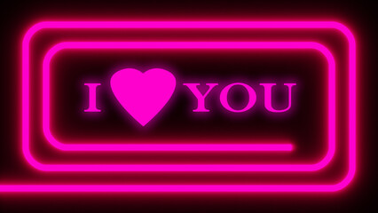  Illustrazione 3D. Avviso. Pubblicità. Affari. Insegna luminosa testo I LOVE YOU © massimo_g