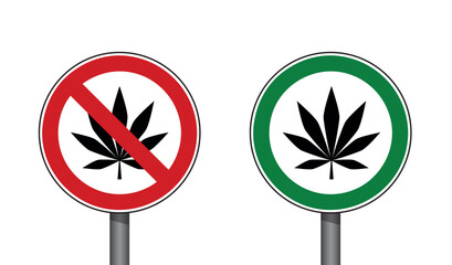 cannabis forbidden and allowed sign vector illustration