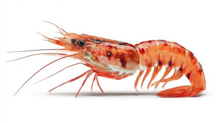 Nice photo of red cooked tiger king prawn or shrimp isolated on white background with clipping path.